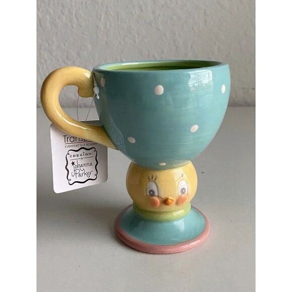 Johanna Parker Easter Dottie Chick Fancy Ceramic Mug Decor Spring NEW - Picture 3 of 11